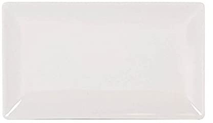 Juego de 6 bandejas planas de cerámica, rectángulares, color marfil, pack de platos rectangulares de cerámica, 25 x 1.5 x 15 cm