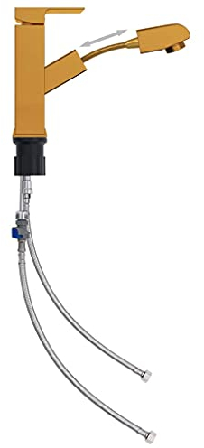 vidaXL Rubinetto Lavabo da Bagno Funzione Estraibile Oro 157x172 mm