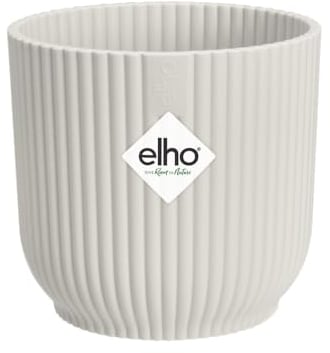 Elho Vibes Fold Rond Mini 9 - Pot De Fleurs pour Intérieur - Plastique 100% recyclé - Ø 9.3 x H 8.8 cm - Blanc/Blanc Soie