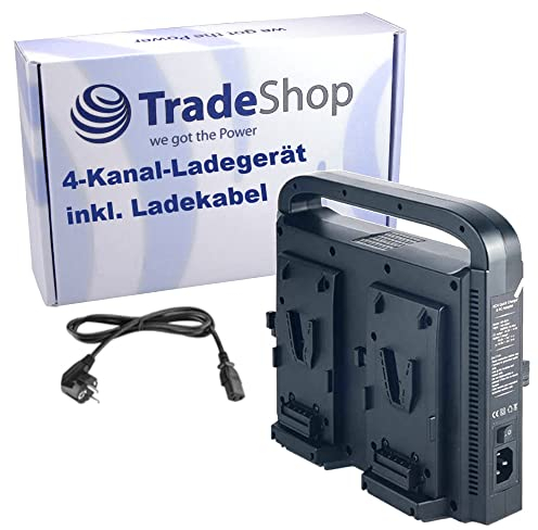 Trade-Shop V-Mount Li-Ion Akku 4-Kanal-Ladegerät inkl. Netzkabel für IDX Endura-10S 7S HL9S JL-2Plus 10 HL9 Elite VL-Plus/Camcorder Kamera Akku