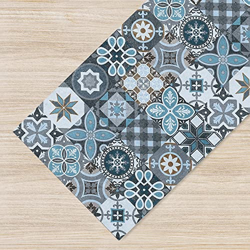 Il Gruppone Passione Casa Tappeto Cucina Antiscivolo Made in Italy Passatoia Antimacchia Multiuso Corridoio Soggiorno Lavabile in Lavatrice - 50x150 - Mattonella Acqua