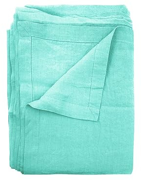 JOWOLLINA Laken Bettlaken Überwurf mit Briefecken 100% Leinen Soft Washed Finish180 g/m2 (265x280 cm, Beach Glass)