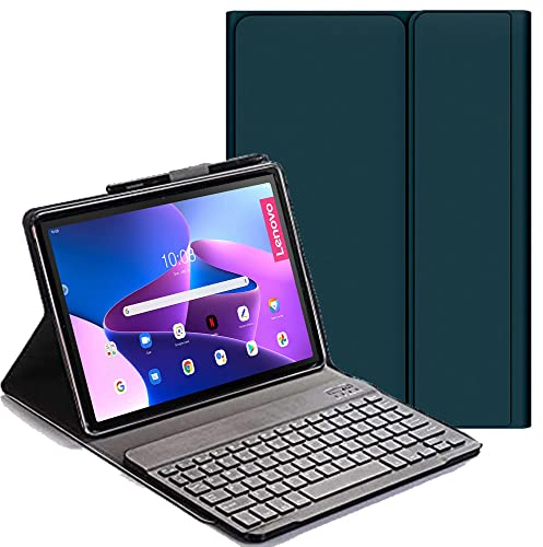 YHFZR Spanish Keyboard Case Ñ für Lenovo Tab M10 Plus 3rd Gen 2022, Spanish Slim Keyboard Case mit magnetisch abnehmbarem drahtlosem Bluetooth für Lenovo Tab M10 Plus 3rd Gen 10,6'' TB-125/128FU, Grün