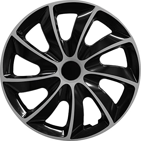 RADKAPPEN-KÖNIG 1STÜCK EINZELN 15 Zoll 15 RKK02 Schwarz-Silber Radkappe Radzierblende
