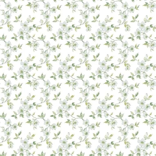 G78483 - Secret Garden Anenome Mini Duck Egg, sage Green, White Galerie Wallpaper