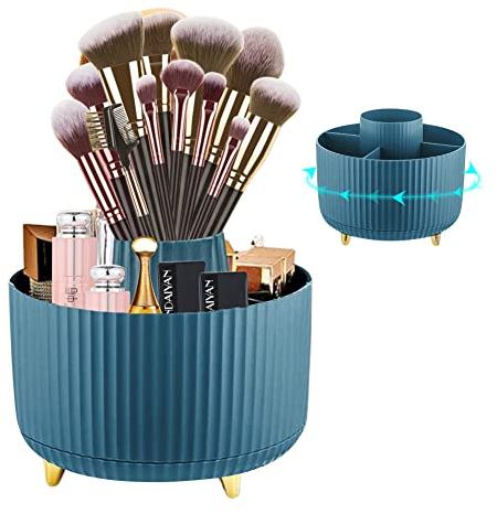 DASIAUTOEM Kosmetik Make Up Organizer, 360°Drehbarer Pinsel Organizer, Kosmetikregal, Lidschattenpinsel Lippenstift Etui, Kosmetik Organizers für Zimmer Decor Frisiertisch, Bad (Dunkelgrün)