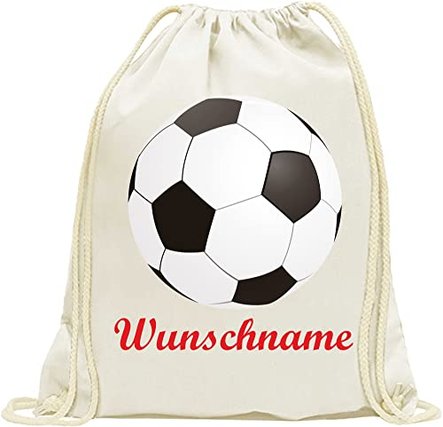 INDIGOS UG - Turnbeutel Junge - Beutel - 012 - Fußball - Bedruckt mit Wunschname - Wunschtext - Rucksack Kinder - Wäschebeutel - Schule Kita - Kindergarten personalisierte Geschenke