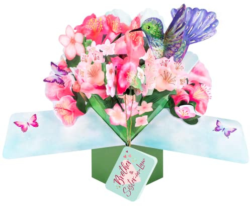 Pop Up Hummingbird & Flowers Brother & Sister-In-Law Card Suit Any Occasion POP223C12