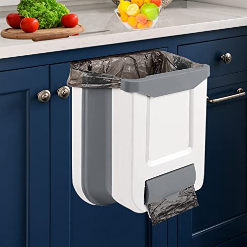 ANKEPEEC 2.6 Gallon 10L Folding Hanging Waste Trash Bin for Kitchen Wall Bedroom Bathroom