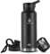 IDEUS Vakuumisolierte Wasserflasche, 40oz (1140 ml) Edelstahl Doppelwand Flasche Metall Sport Kantine mit auslaufsicherem Schraubverschluss (Schwarz)