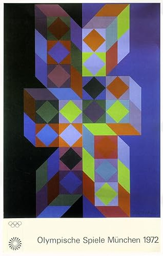 Biller Antik München 1972 Poster Victor Vasarely Kunstdruck Werbung 675