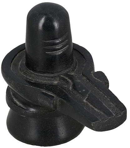 BishtHub Shivling Statue Murti Skulptur Gottesgott-Figur aus schwarzem Marmor für Pooja, 6,3 cm