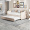 FEZTOY Tagesbett Ausziehbar Schlafsofa Samtstoff Bett Bettgestell Bettsofa Gästebett Jugendbett mit Lattenrosten Einzelbett/Doppelbett Samtstoff ohne Matratze (Leinenstoff-Beige A)