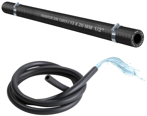 1 metro de manguera de goma EPDM para el radiador del coche, de 40 a +120 °C, DIN 73411 (2 abrazaderas W2 DIN3017) (13 x 20 mm, abrazadera grande 12 x 20 mm)