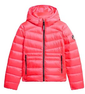 Superdry Damen Wattierte Fuji Steppjacke mit Kapuze Hyper Feuer Pink 42