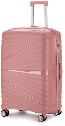 Aerostar 28” Large Lightweight PP Hard Suitcase 4 Silent Spinner Wheels Check-in Luggage Integrated TSA Combination Lock for 20 to 23kg (Rose Gold, 100 Litre)