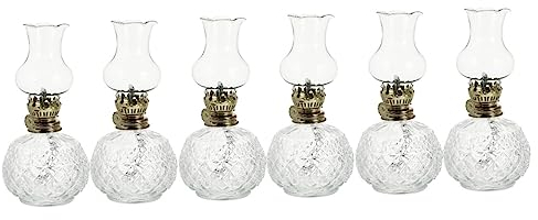 Warmhm 6 Stk Vintage Tischlampe Petroleumlampen Mini-schreibtischlampe Hochzeitsdekoration Vintage Hochzeitsdeko Miniaturdekoration Altes Kerosin Laterne Gas Kleine Öllampe Nostalgie Glas