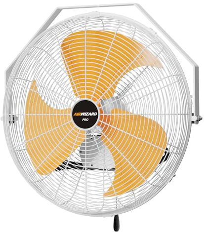 AIRWIZARD 18 Outdoor Wall-Mounted Metal Fan IPX4 Waterproof 5200 CFM - 3-Speed Adjustable Industrial Grade Fan with Sealed Motor for Patio, Garage, Greenhouse, Deck & Pergola (UL Listed)