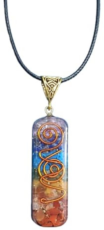P&R:UK 7 Chakra healing crystal necklace, Orgonite Chakra Pendant - Reiki Energy Stone with Copper Wire, Energy Charged, Healing Crystal for Balance & Protection Unisex Adjustable