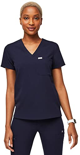 FIGS Catarina Scrub Tops für Damen, Klassische Passform, 1 Tasche, Vier-Wege-Stretch, Anti-Falten für Damen, Marineblau, Groß