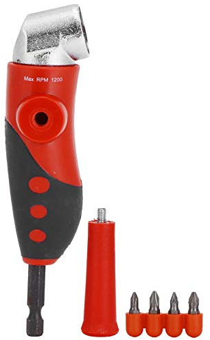 Winkelschraubendreher Set 7-teilig 1/4 Zoll 105 Grad | Kunststoff und Edelstahl, Sechskantschaft, Kreuz und Vierkant, Enge Arbeitsbereiche, Garage, Werkstatt
