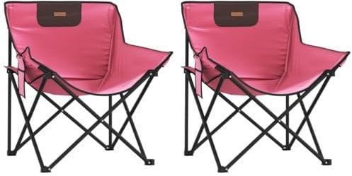 vidaXL Chaise de Camping avec Poche Pliable Lot de 2 Rose, Chaise de Camping Pliante, Chaise d'extérieur Pliante, Chaise de Camping Pliable
