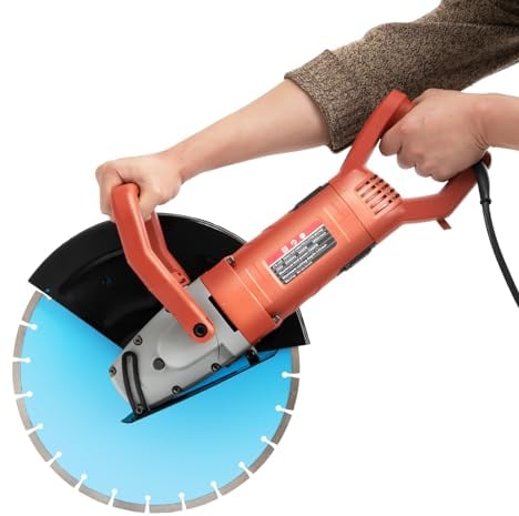 Tagtuell Sega elettrica per calcestruzzo, 3000 W, per pietra bagnata/asciutta, taglio senza polvere, con soppressione della polvere, diametro del disco da 350 mm, marmo, cemento
