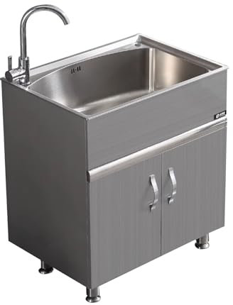 Edelstahl Küchenspüle Diverse Spüle Mit Schrank Freistehende Gewerbeküchenspüle Aus Edelstahl Mit Unterschrank Arbeitsplatzwaschbecken Spültisch Gastro Für Außen/Innen/Camping/Garten(70x49x80cm/27.5x1