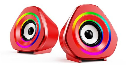 Docooler Home Speaker Set Desktop PC Computer Speakers 3.5mm Wired Laptop Speakers USB Powered Sound Box with Blue Atmospheric Lights