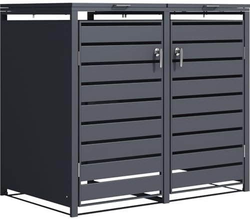 STILISTA Habillage de Poubelle en métal, pour 2 poubelles de 240 litres chacune, Anthracite V2
