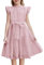 Arshiner Robes pour Filles Rose Robe en Mousseline de Soie sans Manches Robes à Volants Robe d'anniversaire pour Enfants Robe décontractée Robe de Soirée Robe de Princesse avec Ceinture 9-10 Ans