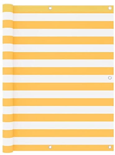 Hovothy Balkonbespannung Balkonsichtschutz Sonnenschutz Sichtschutz Moderne Balkonverkleidung für Schutz der Privatsphäre Balkon Dekoration Winddicht und UV-beständig Weiß und Gelb 120x600 cm