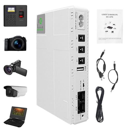 Batteria di backup portatile miní UPS – Alimentazione senza interruzioni per router, modem, luce LED | Batteria compatta con uscita altoparlante, soluzione di alimentazione di backup per i dispositivi