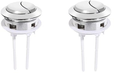 2 Pack Flushing Dual Rod Chrome Push Cistern Standard Part, Toilet Flush Buttons Replacement, Toilet Button, 38mm Toilet Flush Button Replacement, for Bathroom Toilet Repair