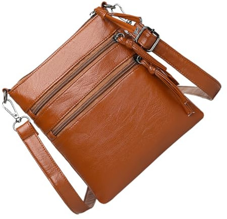 BESTYASH Damen Pu Umhängetasche Schultertasche mit Reißverschluss Braun