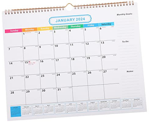 NUOBESTY Wandkalender 18 Monate - Yo Spiralbindung Monatskalender Mit Cover Leichte Hängematerialien Feiertagskalender Für Zuhause Büro