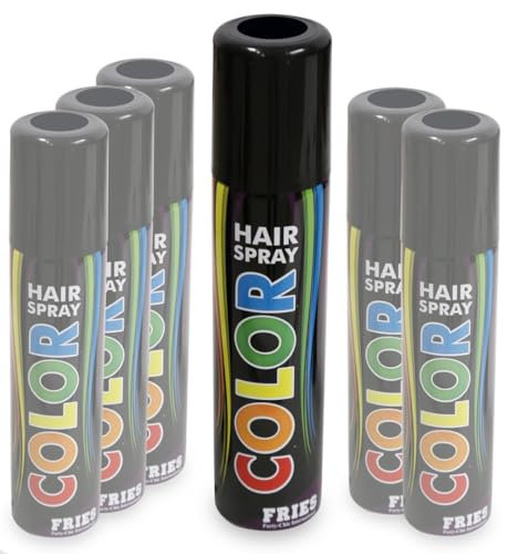 Big-Pack Lot de 6 sprays pour cheveux de couleur noire