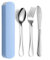JIEYUCHU 3 Pezzi Posate da Viaggio, Posate da Campeggio Kit Acciaio Inox, Set di Posate con Custodia Portatile, Coltello, Forchetta, Cucchiaio per Viaggi, Campeggio, Ufficio, Scuola (Blu)
