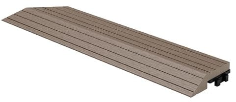 ML-Design WPC Abschlussleiste Ecke links Dunkelbraun für Terrassenfliesen, 38x2x7,5 cm, Holzoptik, Abdeckleiste Eckleiste geriffelt mit Drainage & Klicksystem, Bodenbelag Umrandung Randabschlussleiste