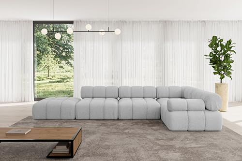 ALTDECOR Modulares Sofa Ecksofa in L-Form Corner modular Sofa Eckcouch Couch Wohnlandschaft Cauchsofa Polstersofa Felto-L2-380x190x70 cm Hellgrau