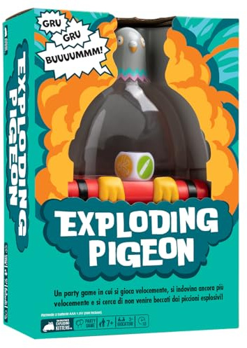 Asmodee Exploding Pigeon, Brettspiel von den Machern von Exploding Kittens, 7+ Jahre, 3+ Spieler, italienische Ausgabe