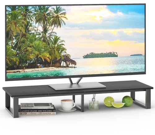 Garden 4 you TV-Board TV-Rack TV-Monitorerhöhung TV-Standfüße Riser-Halterung für TV aus Holz, Monitor Erhöhung für Fernsehtisch oder Bildschirmständer, 120 x 38 x 17 cm (Schwarz)