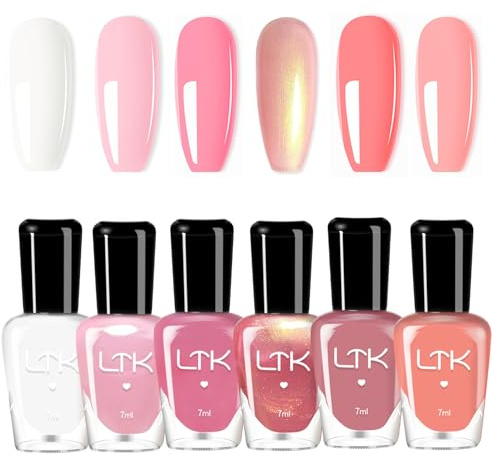 Virellay 6Pcs Farbe Nagellack Set, Schnell Trocknende Gesunder ungiftiger Nagellack, Langanhaltend Rosa Nail Polish Set, Quick Dry Nail Polish für DIY Geschenk für Frauen Mädchen(6PCS Rosa Set)