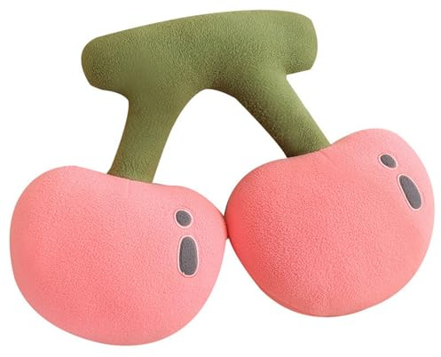 KUKUShining Kirsch Plüsch, Weiches Kirschen Dekokissen Kuscheltier Süßes Obst Plüschtier Zimmerdekor Stofftier Puppe Für Stuhl Schlafzimmer Schlafsofa(Pink)