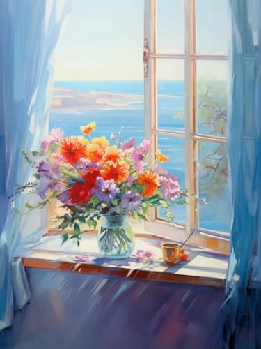 mantianhome Kit punto croce Stitch & Create - Bouquet colorato - Set completo con istruzioni - 11CT 40x50 cm