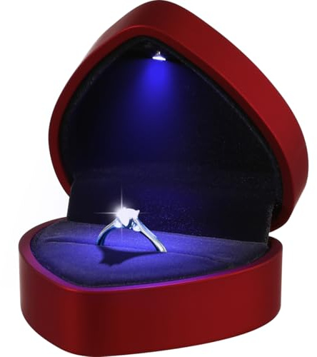 Gadpiparty Verlobungsring Box, Ring Schachtel Antrag, Ring Box Antrag, Schmucketui mit Licht für Hochzeit, Verlobung