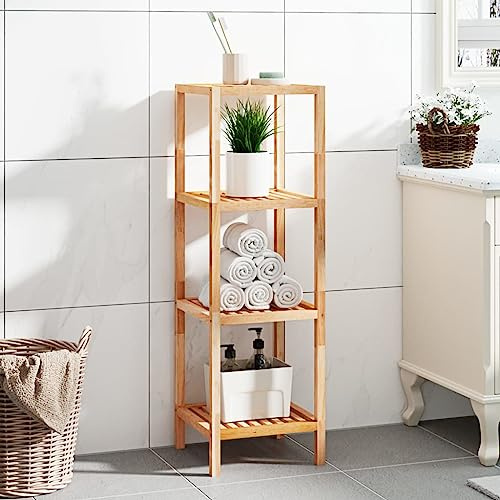 Fangmaliuyun Badregal aus massivem Walnussholz 36x36x112 cm Modernes Design mit Latten-Design Gute Belüftung platzsparend für Badezimmer Balkon und Küche