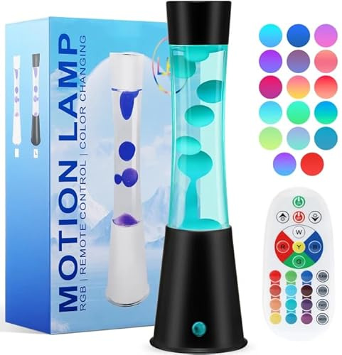 KIKILIVE Lavalampe, 17-farbige LED Stimmungslampe mit Fernbedienung. Für Büro, Deko & Entspannung, ideal für Erwachsene und Kinder