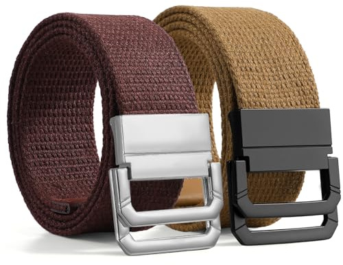 SANSTHS Stoffgürtel Herren Stufenlos Verstellbar Canvas Gürtel Ohne Löcher | ohne Löcher mit doppel D-Ring Schnelle, gürtel stoff herren für Arbeitshosen, Alltag Outdoor Camping Sport, Cargohosen