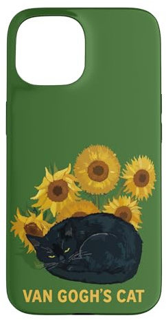 Funny Van Gogh Sunflowers Cat Meme Van Gogh Art Graphic Case for iPhone 15